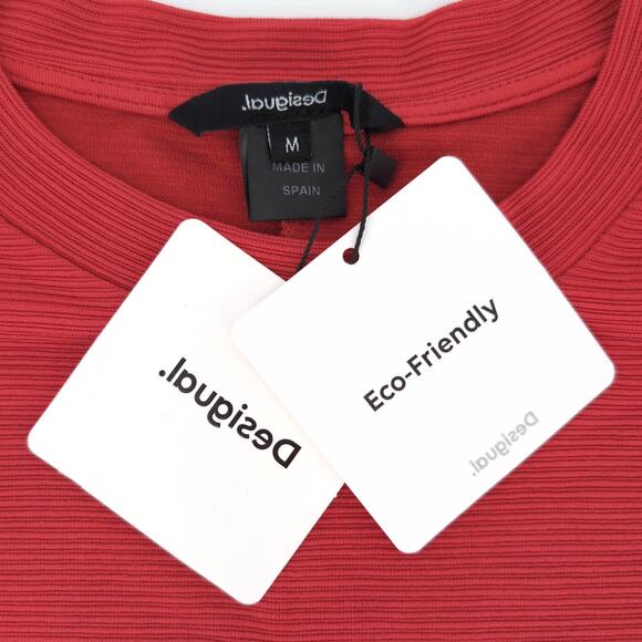 Desigual Eco Adjustable Red Ribbed Love Olympia Sweatshirt Top - US Size S - NEW - Picture 16 of 16